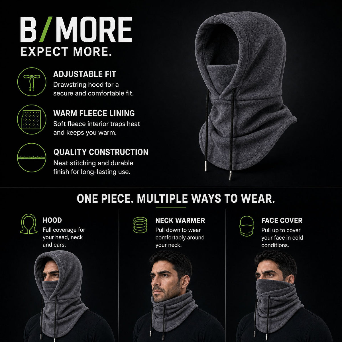 B/MORE Thermal Running Neck Warmer & Face Mask